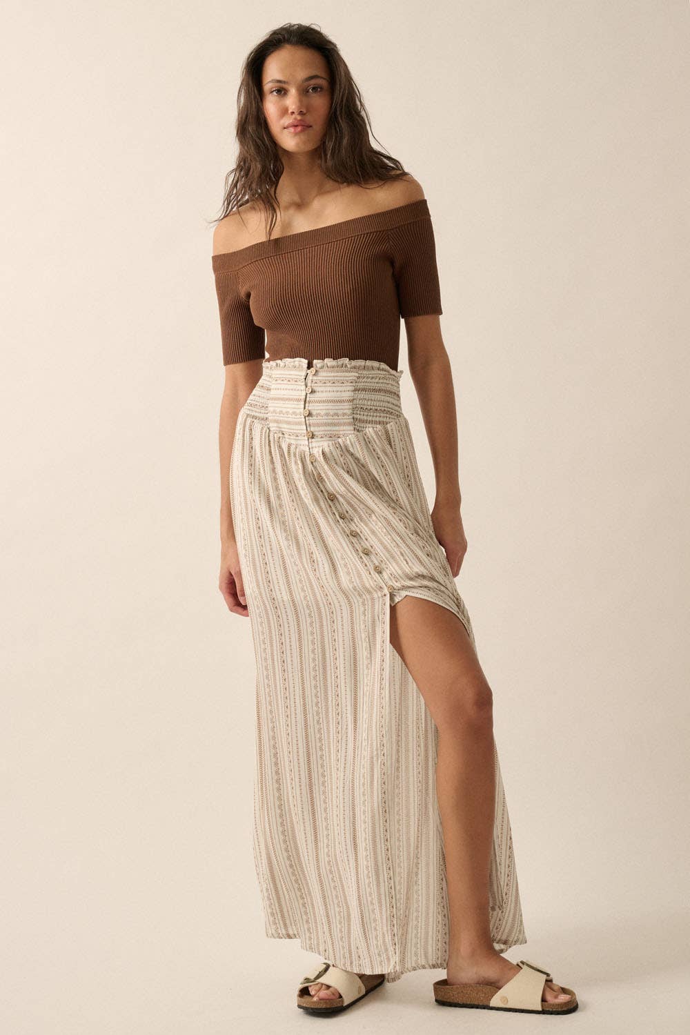 Aztec-Stripe Maxi Skirt